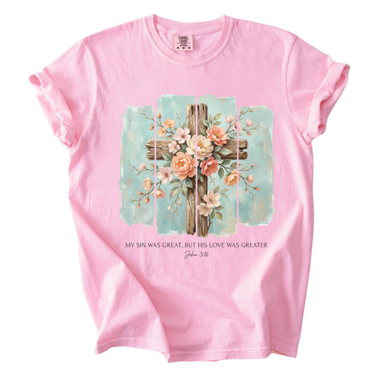 Floral Cross Christian Comfort Colors T Shirt Sport Gospel Bible Verse Tees Jesus Faith Apparel Tank Top Religious Long Sleeve Gifts