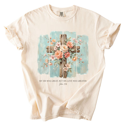 Floral Cross Christian Comfort Colors T Shirt