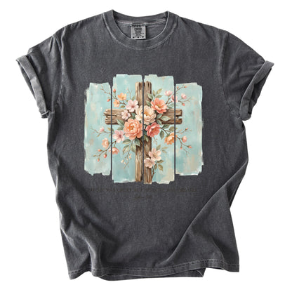 Floral Cross Christian Comfort Colors T Shirt