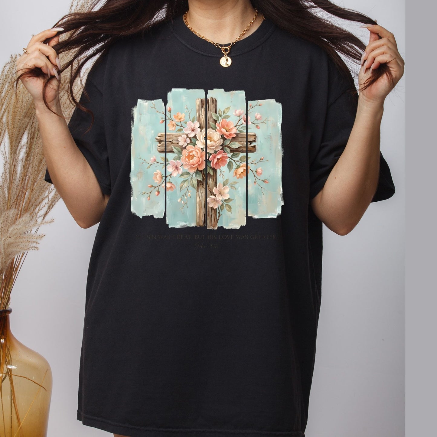 Floral Cross Christian DTF Transfer Ready to Press