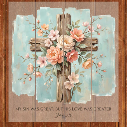 Floral Cross Christian DTF Transfer Ready to Press Faith Apparel Heat Transfer for Shirts Bible Verse UV Sticker Prints