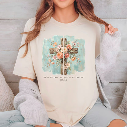 Floral Cross Christian DTF Transfer Ready to Press Faith Apparel Heat Transfer for Shirts Bible Verse UV Sticker Prints