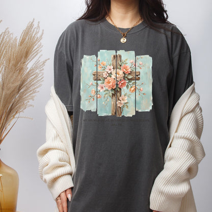 Floral Cross Christian DTF Transfer Ready to Press