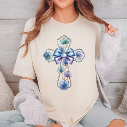 Floral Cross Christian Easter DTF Transfer