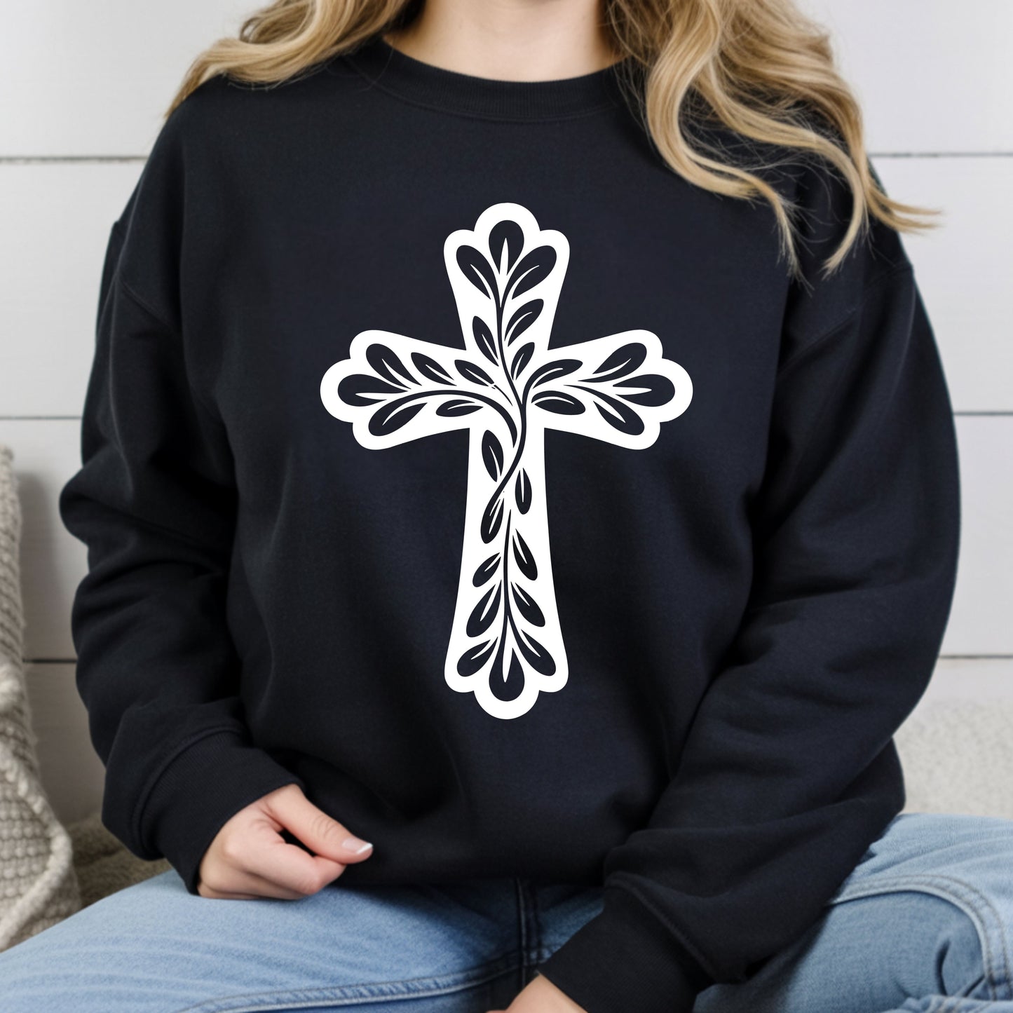 Floral Cross Comfort Colors T Shirt Christian Faith Youth Tee Religious Jesus Children Sweatshirt Easter Sunday Kids Apparel Spiritual Grace Gift