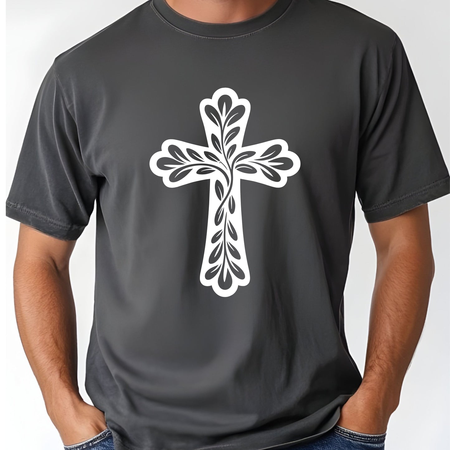 Floral Cross Comfort Colors T Shirt
