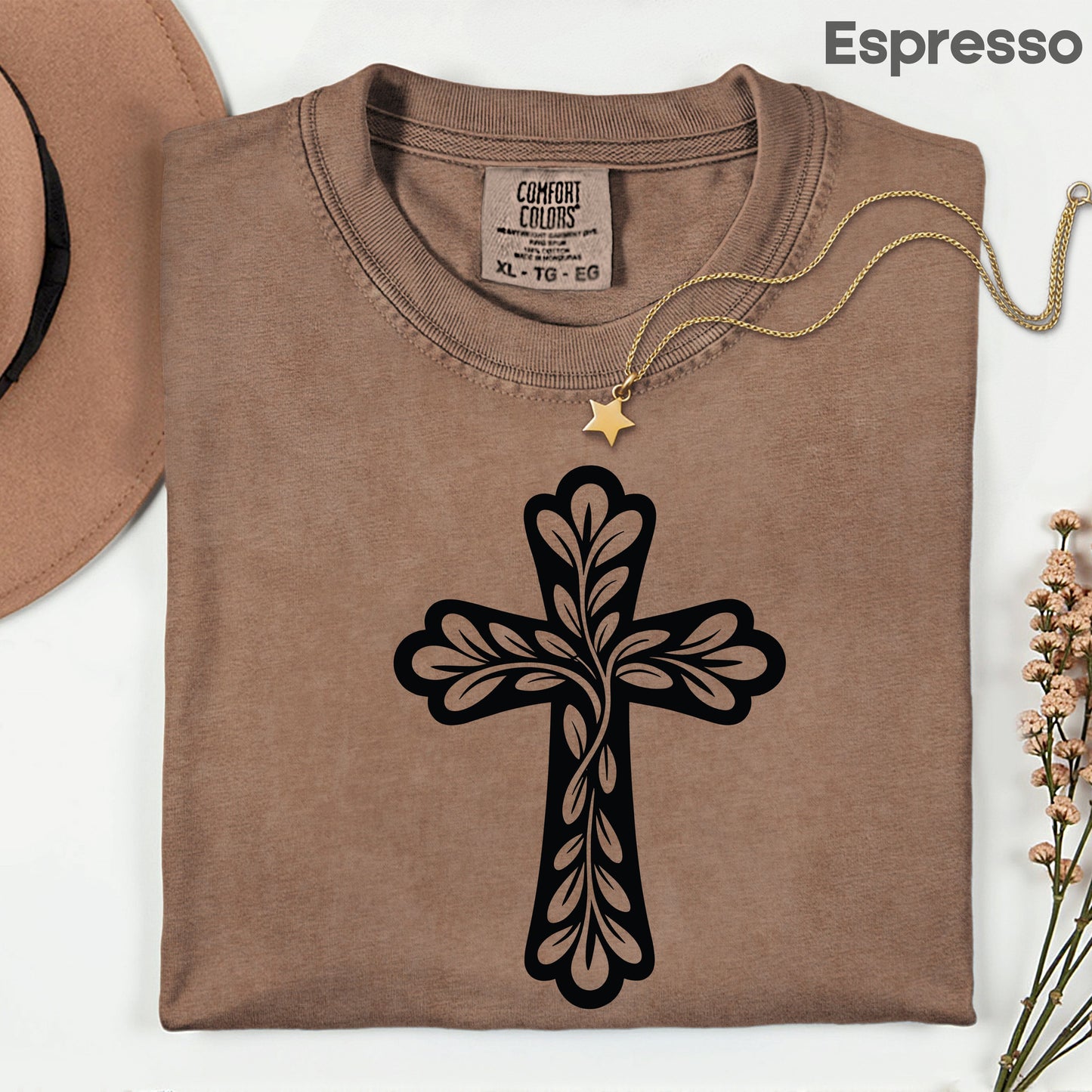 Floral Cross Comfort Colors T Shirt