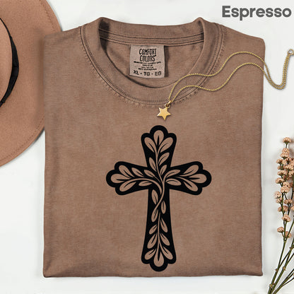 Floral Cross Comfort Colors T Shirt