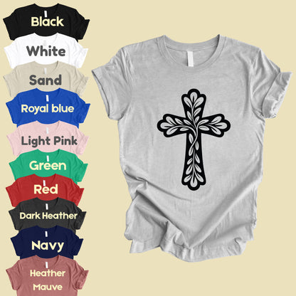 Floral Cross Comfort Colors T Shirt