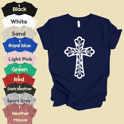 Floral Cross Comfort Colors T Shirt