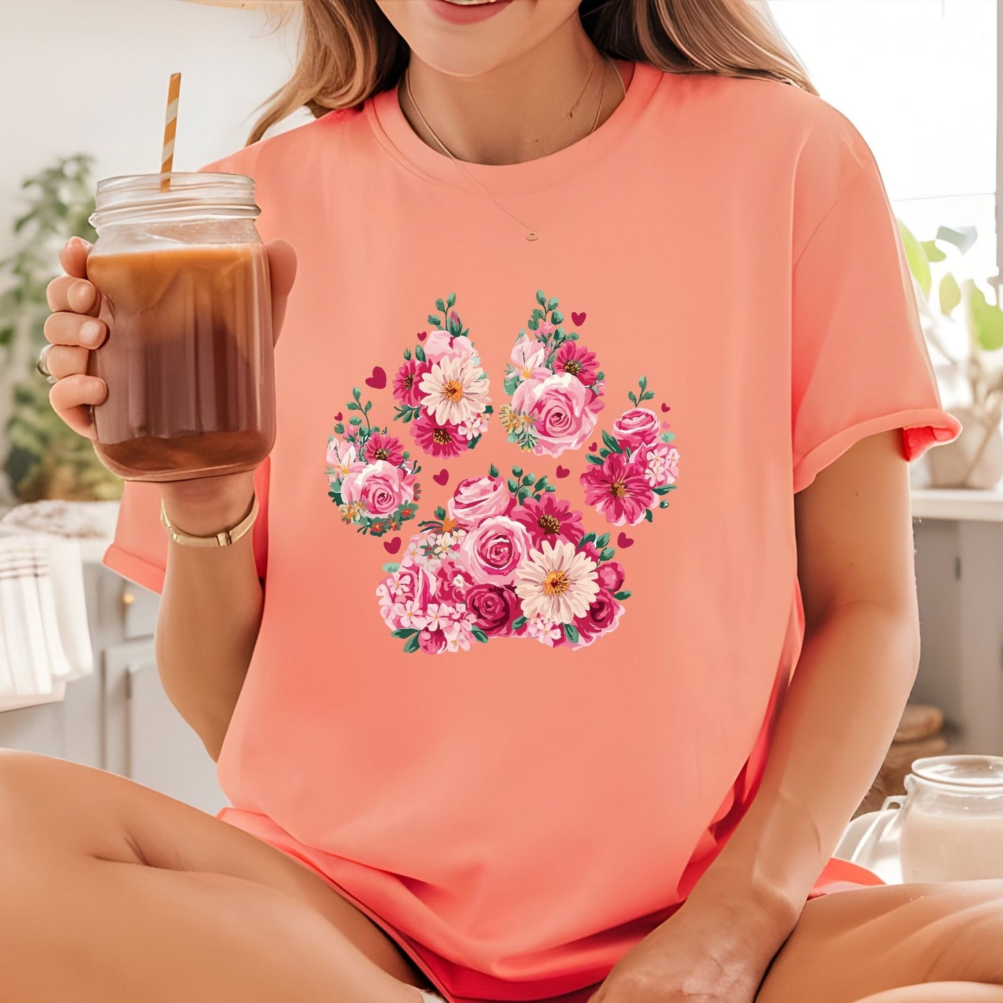 Floral Paw Dog Mom DTF Transfer ready to Press