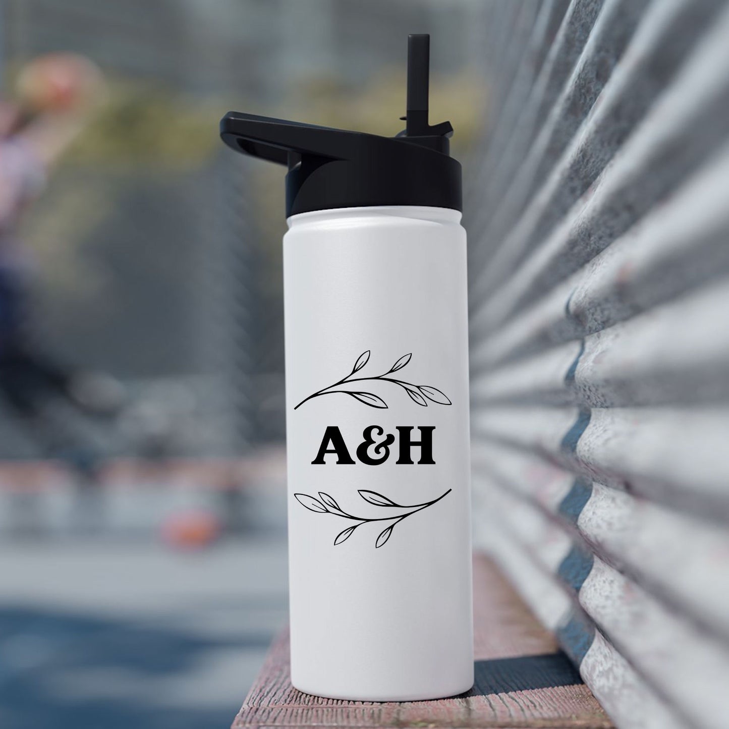 Floral Wedding Anniversary  Custom Water Bottle
