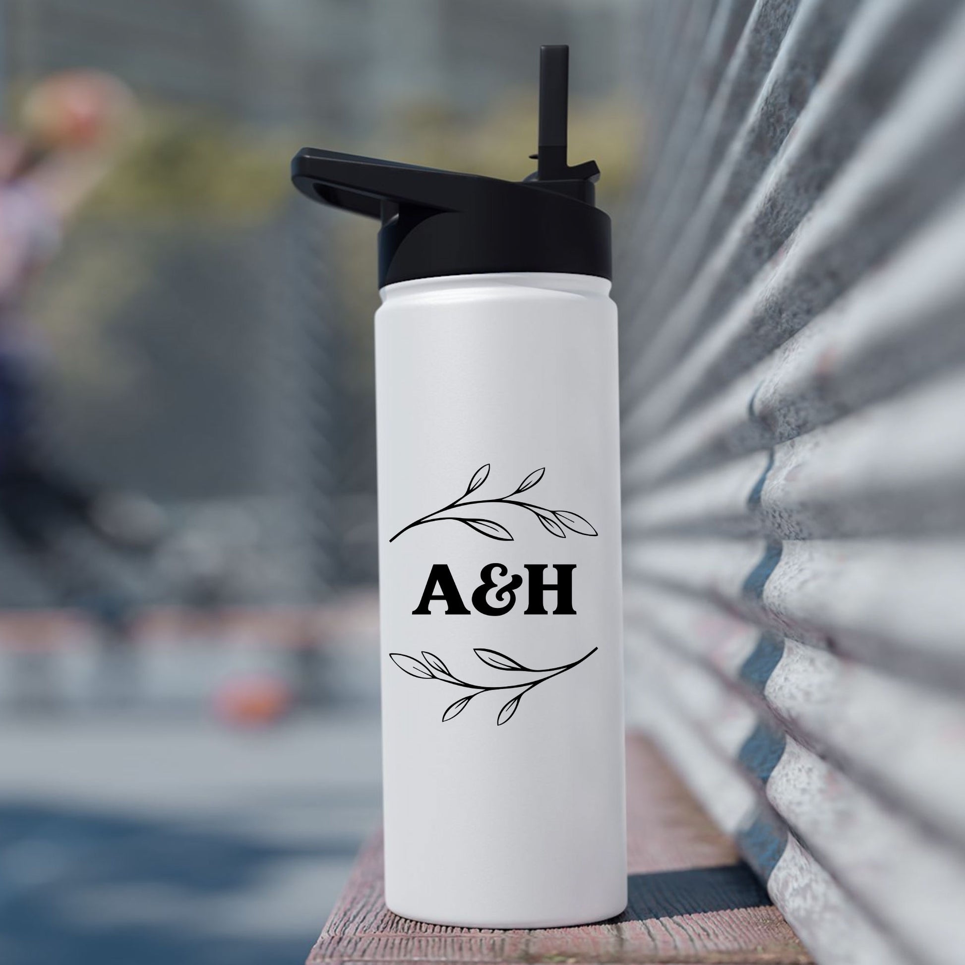Floral Wedding Anniversary  Custom Water Bottle