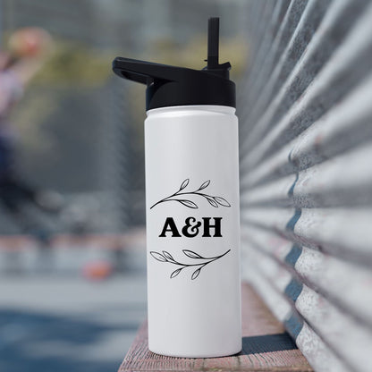 Floral Wedding Anniversary  Custom Water Bottle