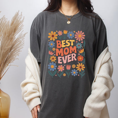 Flower Mom DTF Transfer ready to Press Best Mom Ever Mother’s Day Heat Transfer for Shirts Floral Mama UV Sticker Print