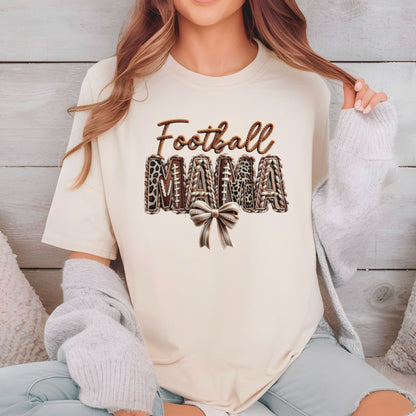 Football Mama DTF Transfer ready to Press Girly Faux Yarn Bow Soccer Heat Transfer for Shirts Sport Mama UV Sticker Prints