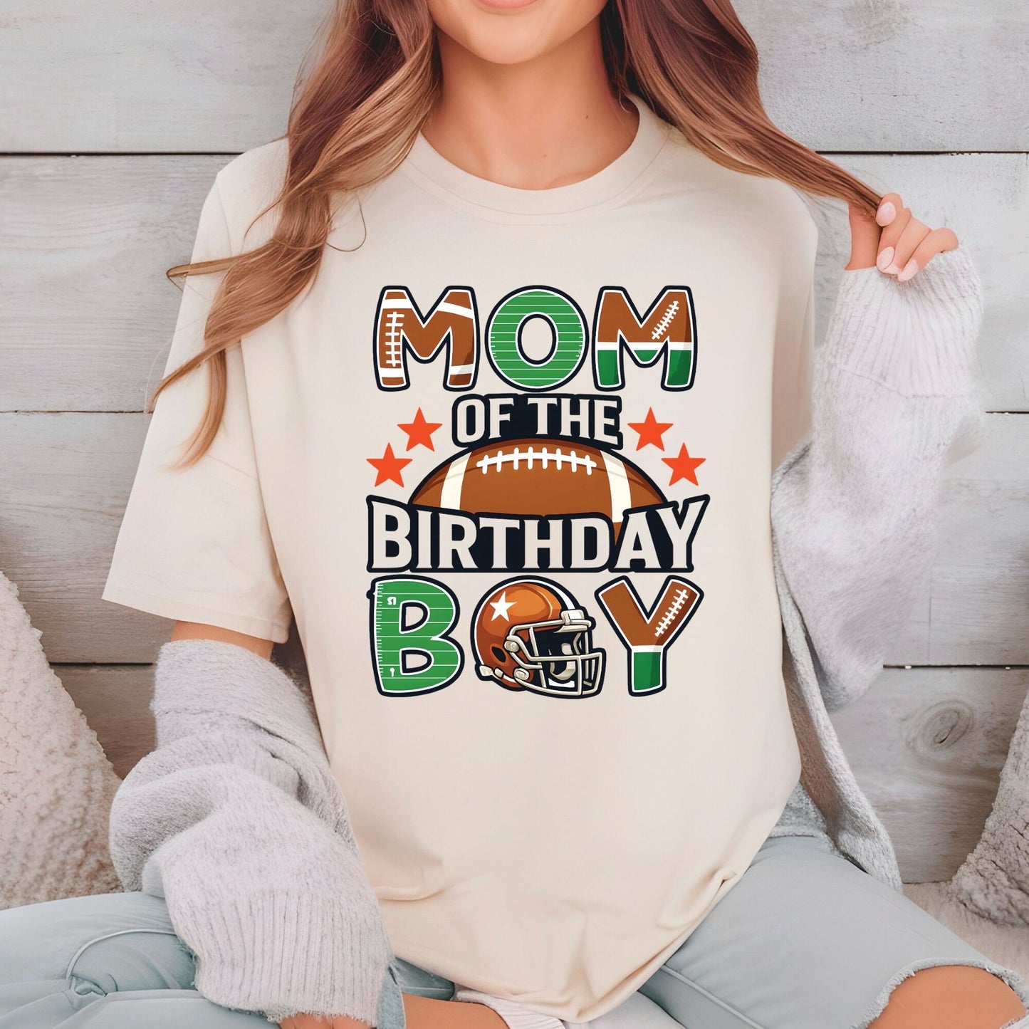 Football Mom DTF Transfer ready to Press Mom of the Birthday Boy Heat Transfer for Shirts Sport Mama UV Sticker Prints