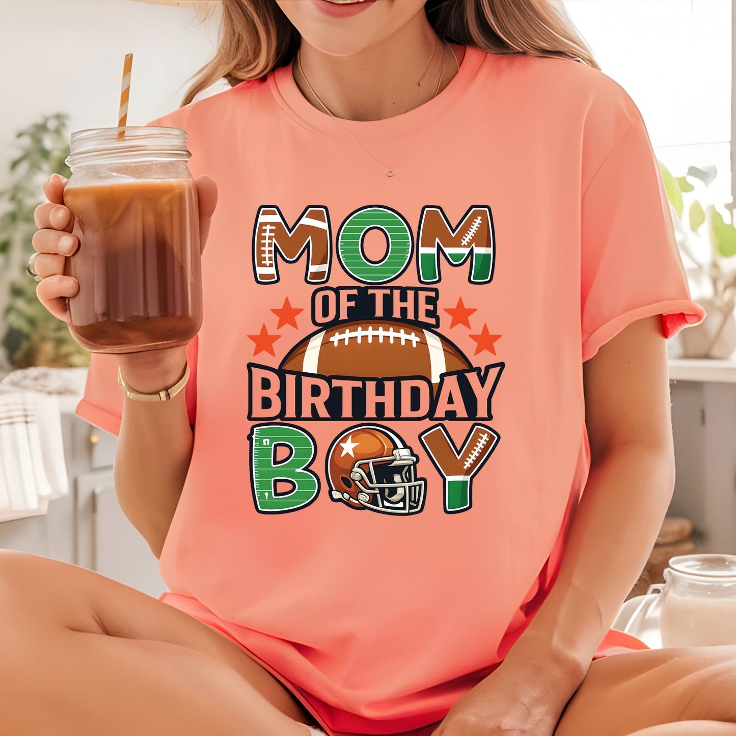 Football Mom DTF Transfer ready to Press Mom of the Birthday Boy Heat Transfer for Shirts Sport Mama UV Sticker Prints