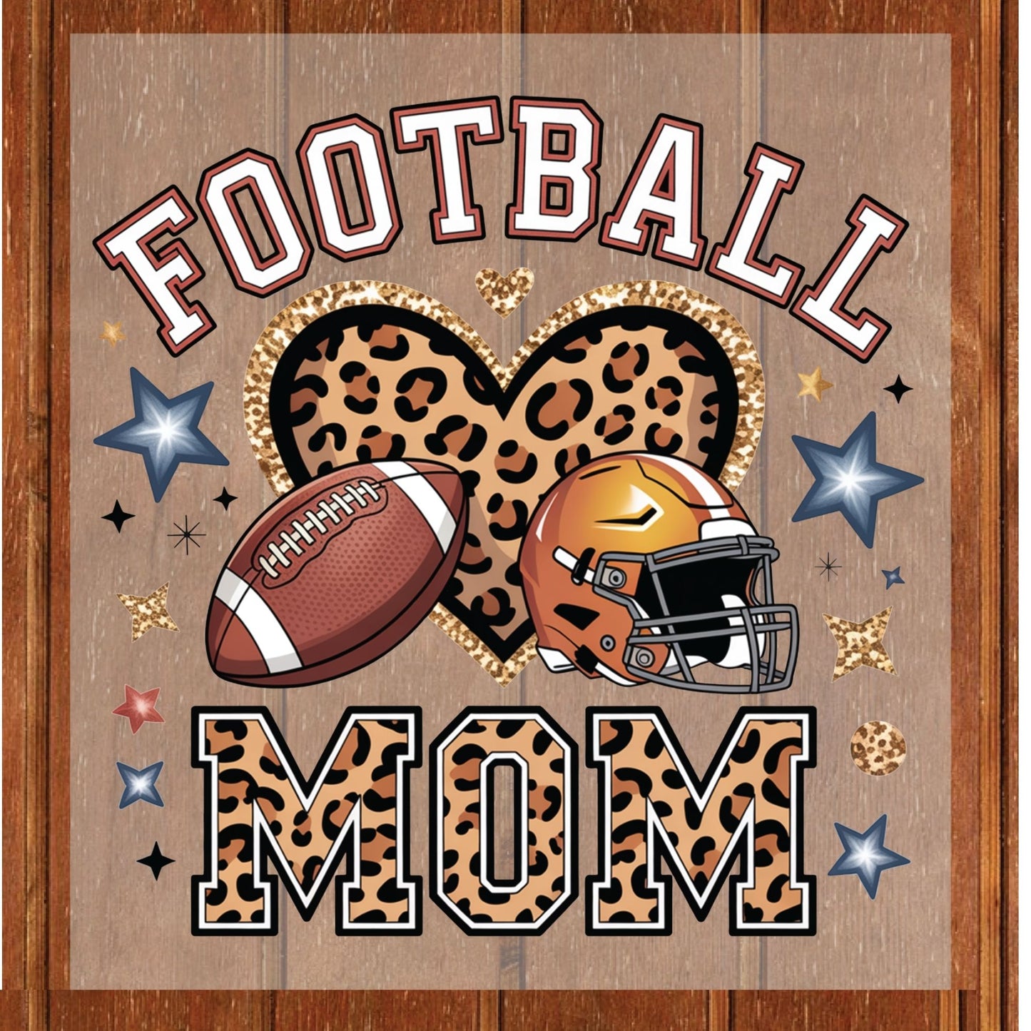 Football Mom Leopard Heart DTF Transfer ready to Press Soccer Lover Heat Transfer for Shirts Sport Mama UV Sticker Prints