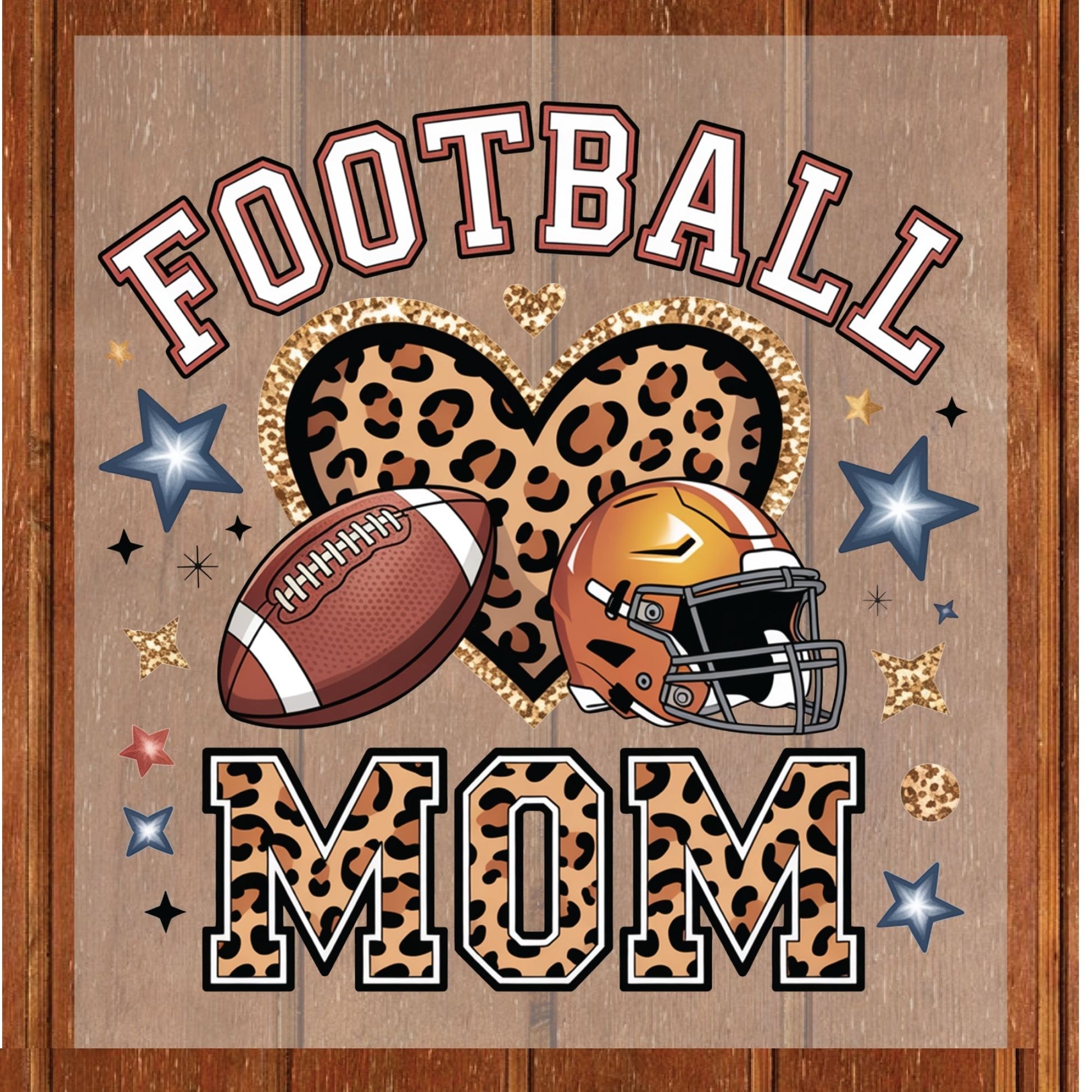 Football Mom Leopard Heart DTF Transfer ready to Press Soccer Lover Heat Transfer for Shirts Sport Mama UV Sticker Prints