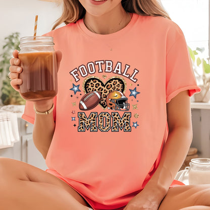Football Mom Leopard Heart DTF Transfer ready to Press