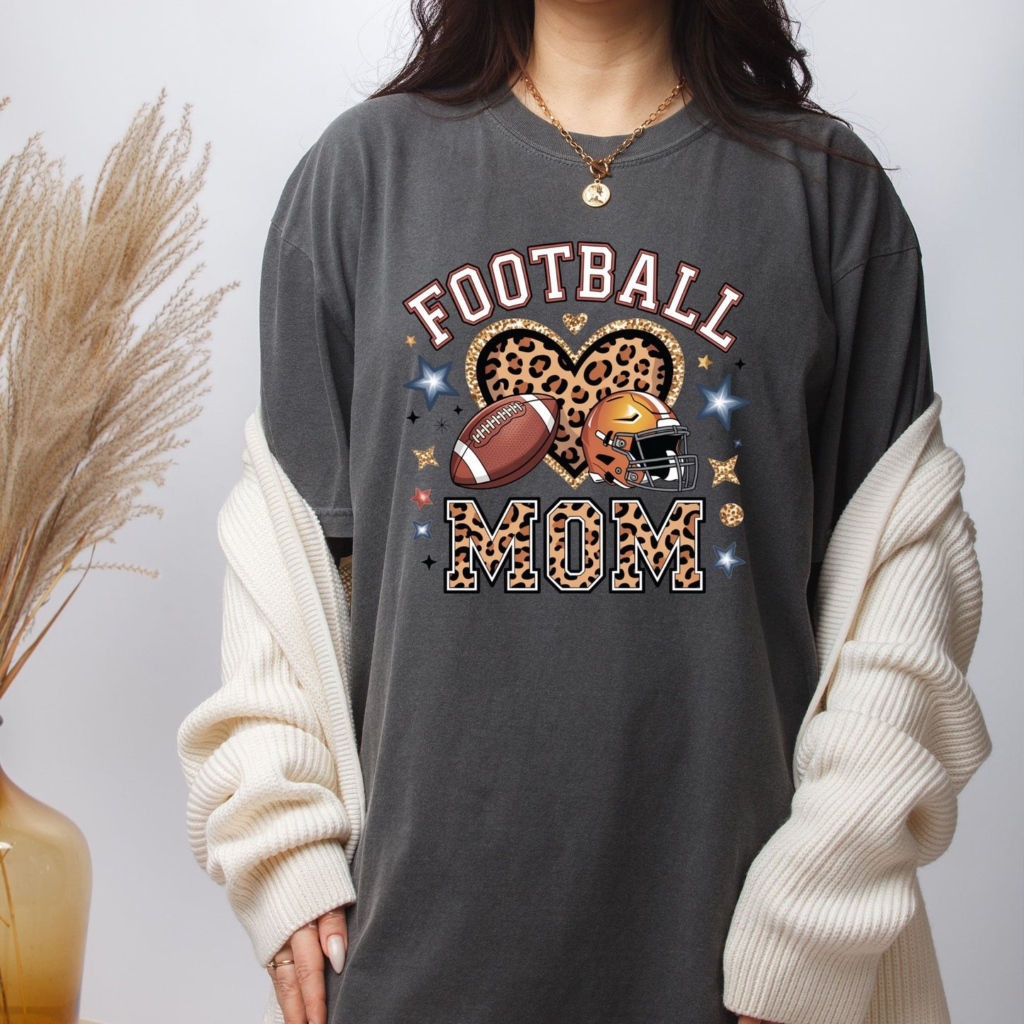 Football Mom Leopard Heart DTF Transfer ready to Press