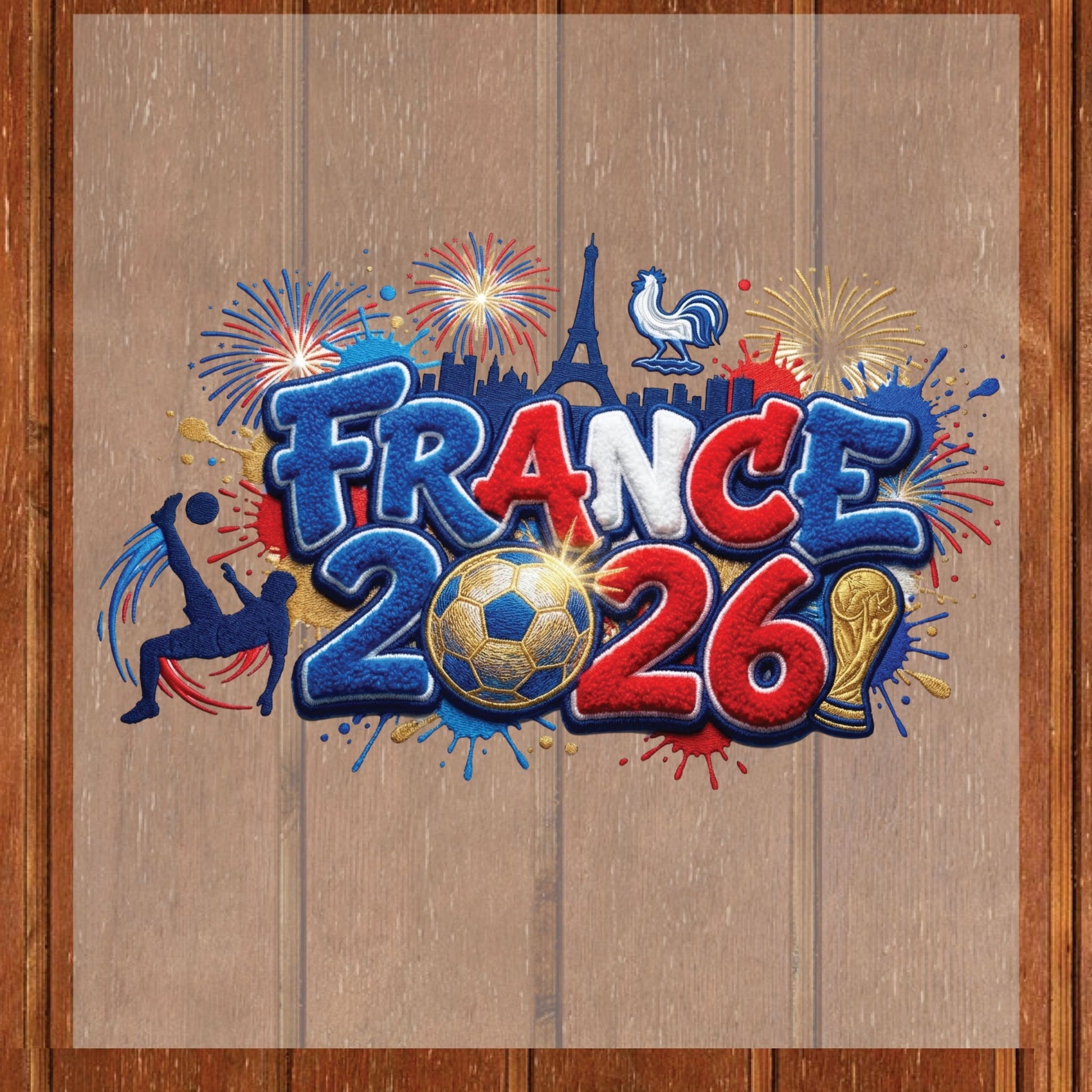 France World Cup 2026 DTF Transfer Ready to Press Eiffel Tower Fireworks Soccer Heat Transfer For Shirts Football Supporter UV Sticker Prints