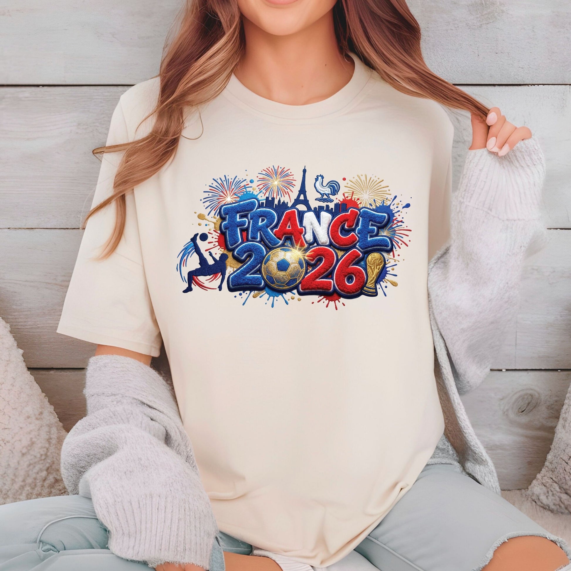 France World Cup 2026 DTF Transfer Ready to Press Eiffel Tower Fireworks Soccer Heat Transfer For Shirts Football Supporter UV Sticker Prints