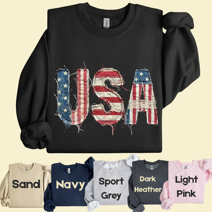 Frayed Denim USA Letters Comfort Colors T Shirts Shabby Chic Patriotic Tee Ragged American Flag Shirt 4th of July Fourth of July Gifts