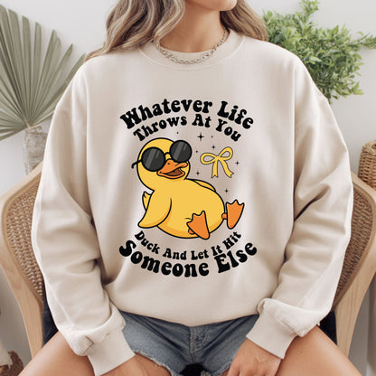 Funny Sarcastic Goose Comfort Colors T Shirt Whatever Life Throws At You Sweatshirt Sarcasm Duck Lover Gift Shirts