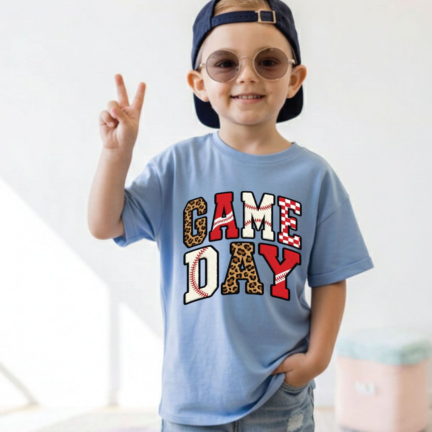 Game Day Youth Shirt Leopard Print Chenille Sweatshirt