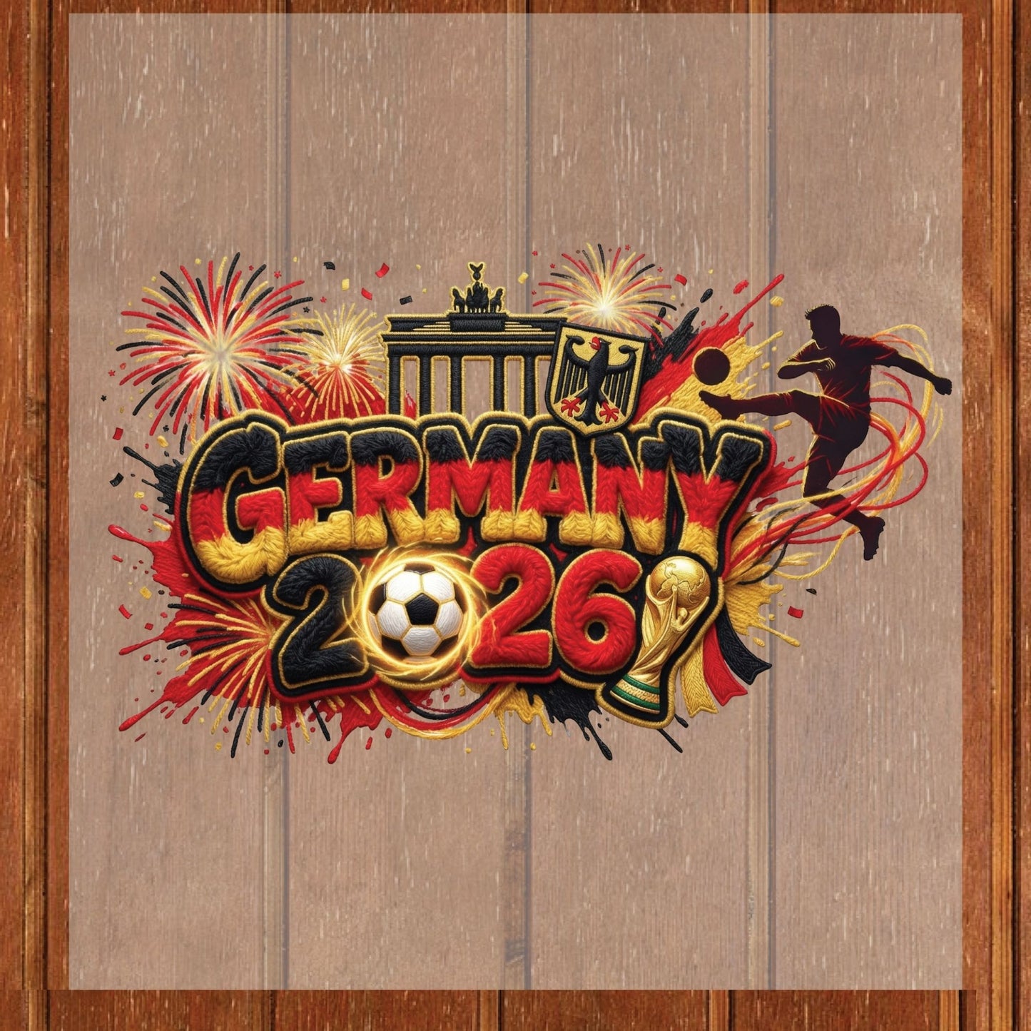 Germany World Cup 2026 DTF Transfer Ready to Press Brandenburg Gate Fireworks Soccer Heat Transfer For Shirts Football Supporter UV Sticker Prints