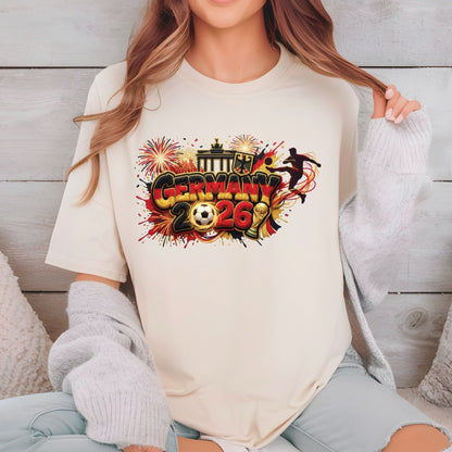 Germany World Cup 2026 DTF Transfer Ready to Press Brandenburg Gate Fireworks Soccer Heat Transfer For Shirts Football Supporter UV Sticker Prints