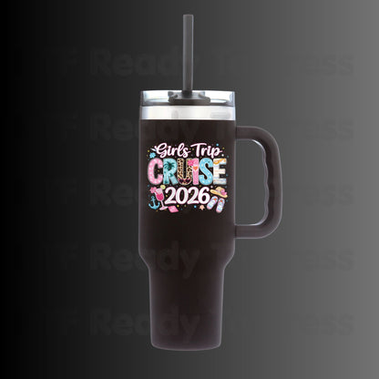 Girls Trip Cruise 2026 DTF Transfer Ready to Press Summer Vacation Cocktail Heat Transfer for Shirts Weekend Getaway UV Sticker Prints