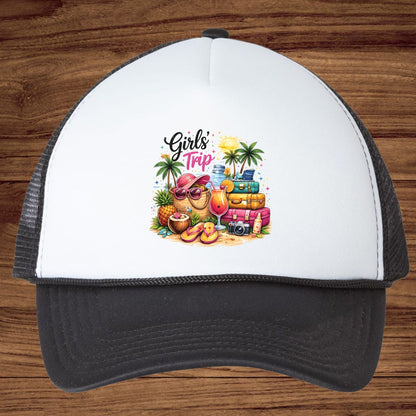 Girls Trip Retro Summer Beach DTF Transfer Ready to Press Vacation UV DTF Sticker Tropical Cocktail & Luggage Heat Transfer for Shirts