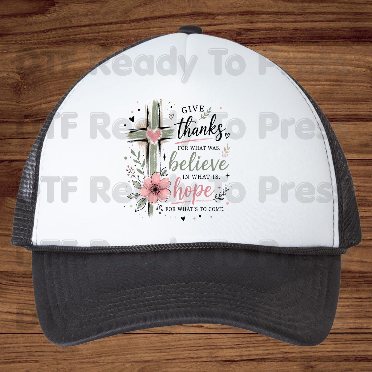 Give Thanks Believe Hope Christian Cross DTF Transfer Ready to Press Faith Quote UV DTF Sticker Spiritual Floral Heart Heat Transfer for Shirts