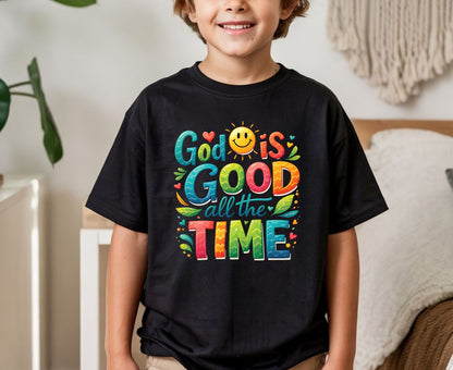 God Is Good All The Time T Shirt Colorful Christian Tee Religious Faith Shirt Positive Sun Top Adult Youth Toddler Baby Church Outfit