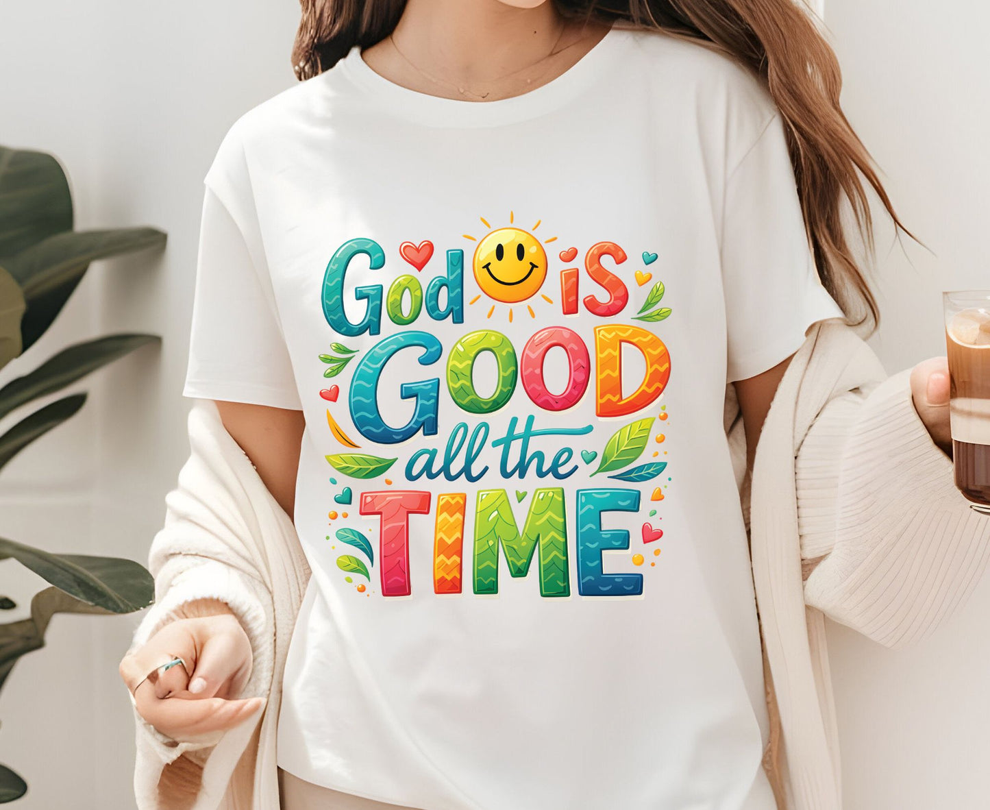 God Is Good All The Time T Shirt Colorful Christian Tee Religious Faith Shirt Positive Sun Top Adult Youth Toddler Baby Church Outfit