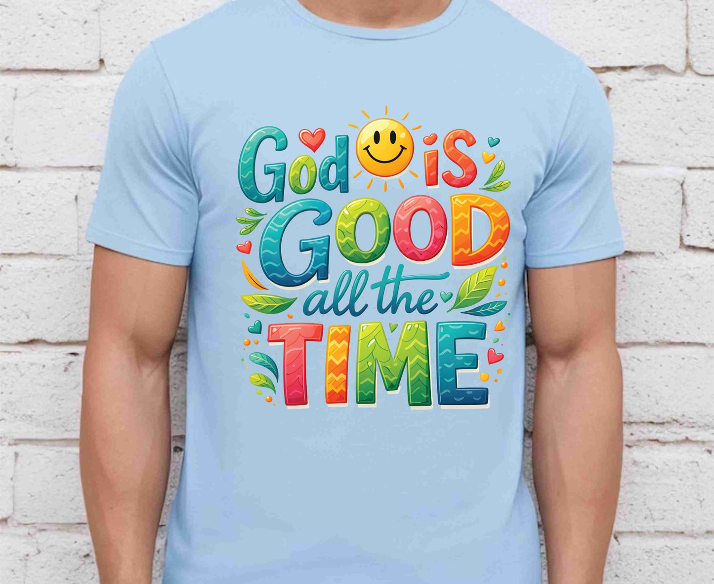 God Is Good All The Time T Shirt Colorful Christian Tee Religious Faith Shirt Positive Sun Top Adult Youth Toddler Baby Church Outfit