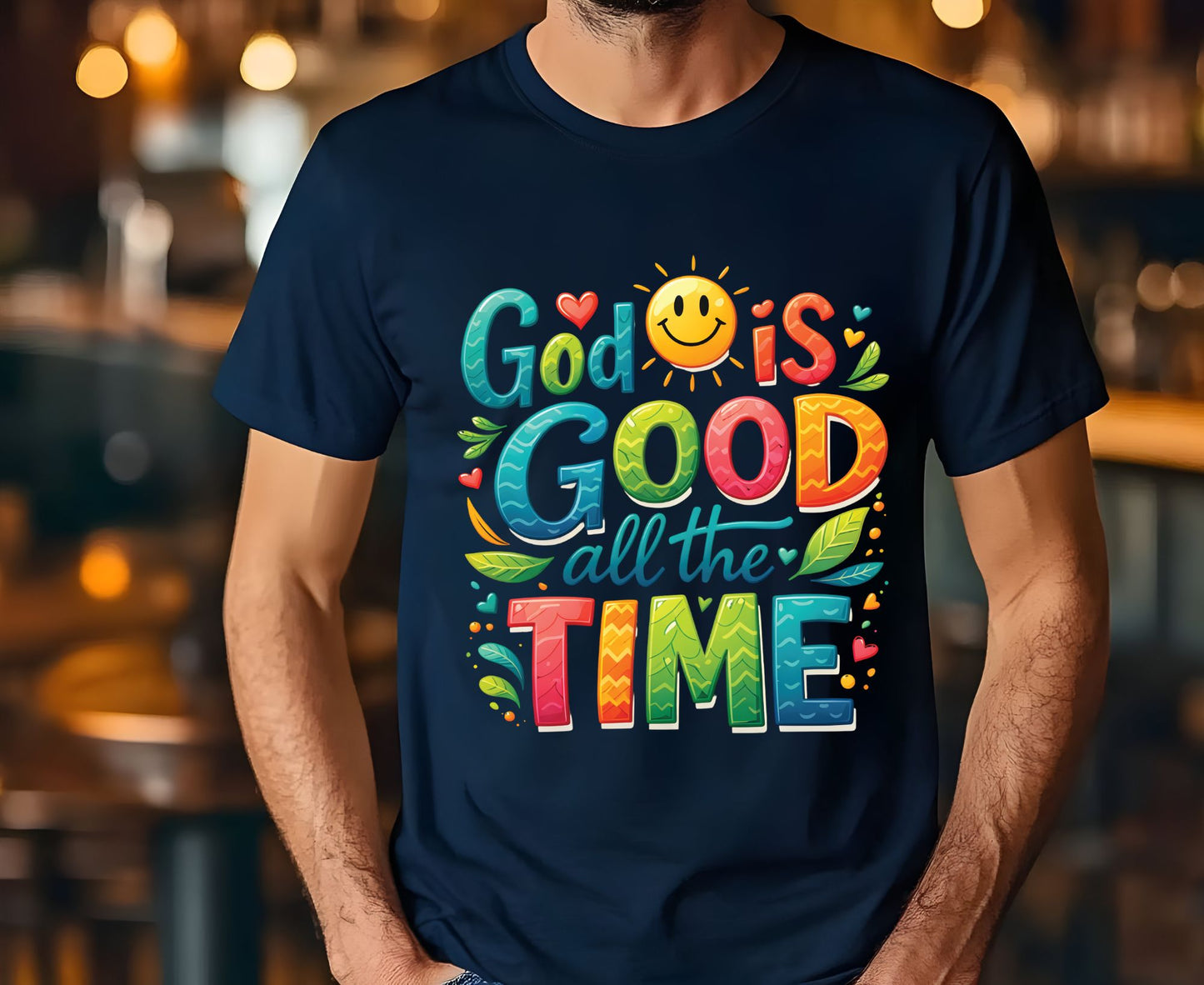 God Is Good All The Time T Shirt Colorful Christian Tee Religious Faith Shirt Positive Sun Top Adult Youth Toddler Baby Church Outfit