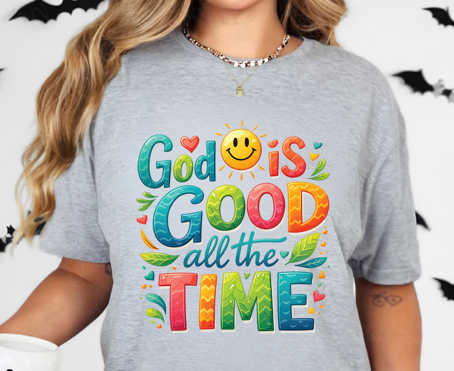 God Is Good All The Time T Shirt Colorful Christian Tee Religious Faith Shirt Positive Sun Top Adult Youth Toddler Baby Church Outfit