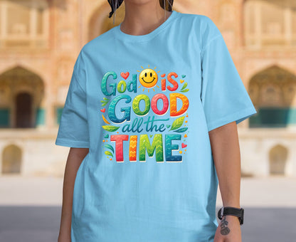God Is Good All The Time T Shirt Colorful Christian Tee Religious Faith Shirt Positive Sun Top Adult Youth Toddler Baby Church Outfit