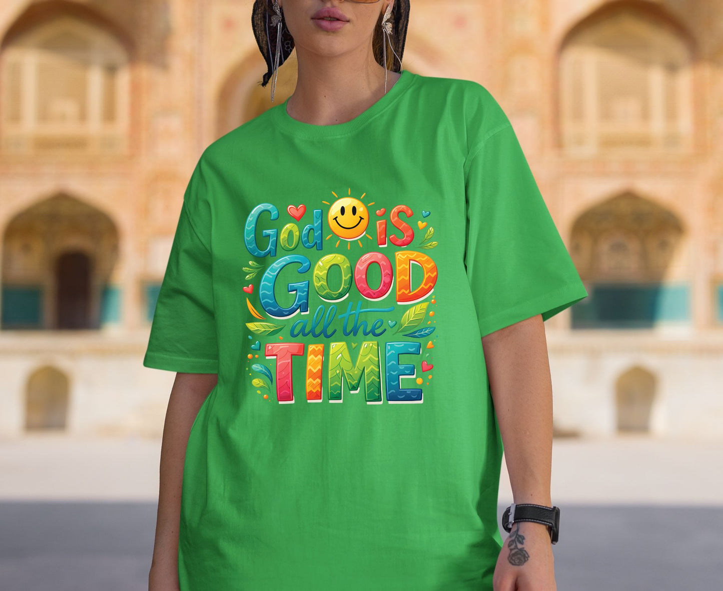 God Is Good All The Time T Shirt Colorful Christian Tee Religious Faith Shirt Positive Sun Top Adult Youth Toddler Baby Church Outfit