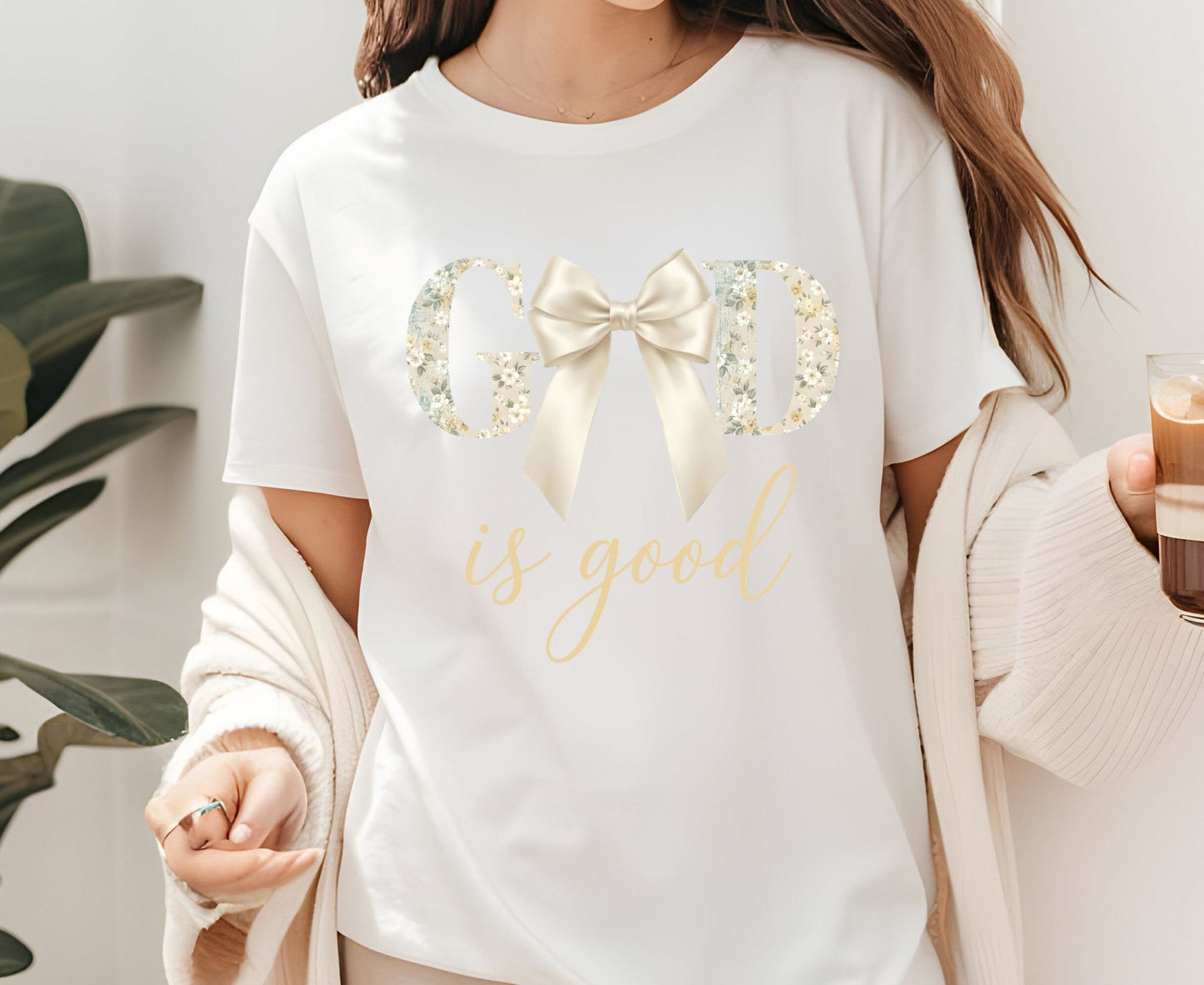 God Is Good T Shirt Christian Coquette Tee Floral Bow Faith Shirt Adult Youth Toddler Baby Religious Gift Aesthetic Christian Women Shirt