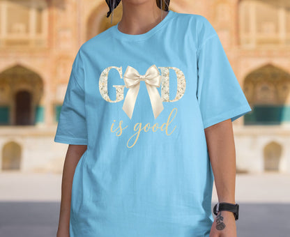 God Is Good T Shirt Christian Coquette Tee Floral Bow Faith Shirt Adult Youth Toddler Baby Religious Gift Aesthetic Christian Women Shirt