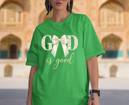 God Is Good T Shirt Christian Coquette Tee Floral Bow Faith Shirt Adult Youth Toddler Baby Religious Gift Aesthetic Christian Women Shirt