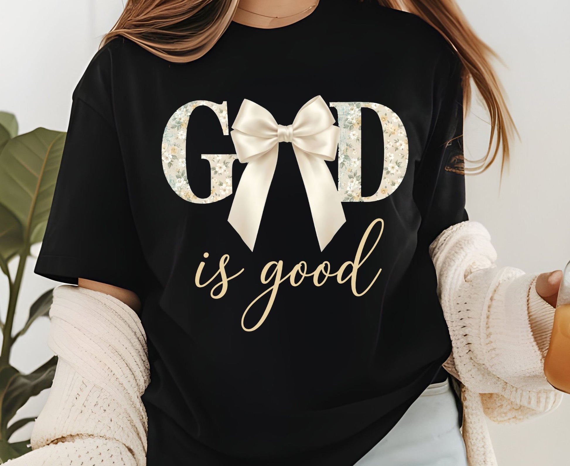 God Is Good T Shirt Christian Coquette Tee Floral Bow Faith Shirt Adult Youth Toddler Baby Religious Gift Aesthetic Christian Women Shirt