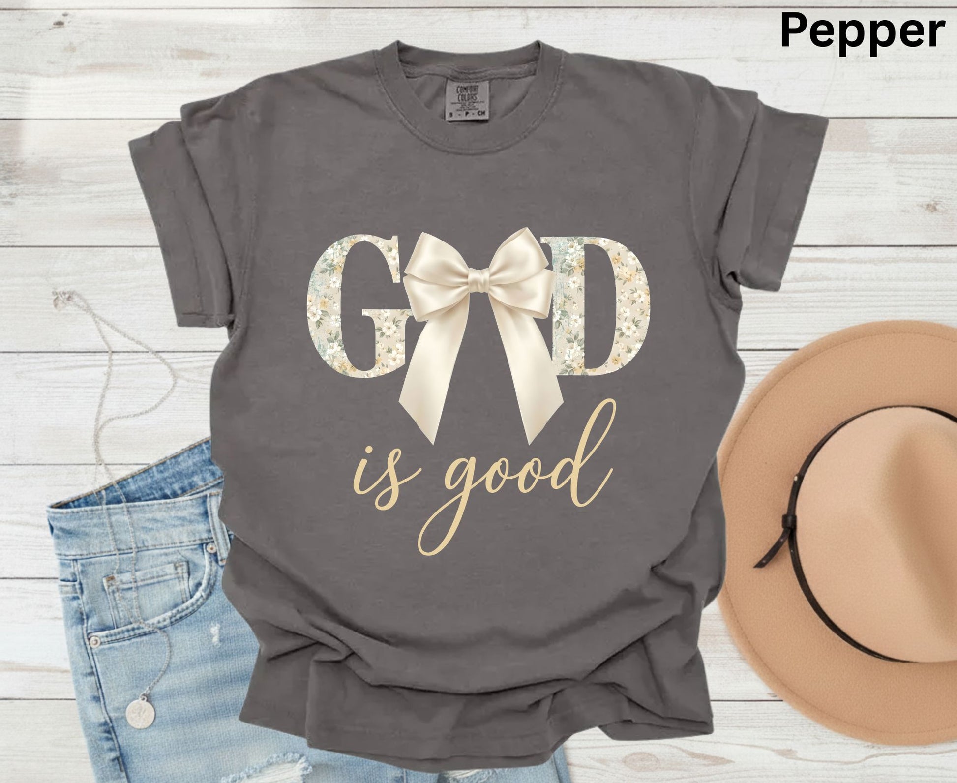 God Is Good T Shirt Christian Coquette Tee Floral Bow Faith Shirt Adult Youth Toddler Baby Religious Gift Aesthetic Christian Women Shirt