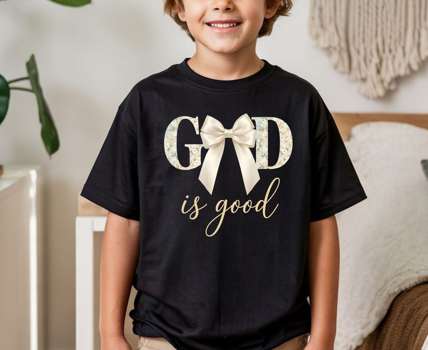 God Is Good T Shirt Christian Coquette Tee Floral Bow Faith Shirt Adult Youth Toddler Baby Religious Gift Aesthetic Christian Women Shirt
