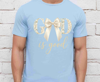 God Is Good T Shirt Christian Coquette Tee Floral Bow Faith Shirt Adult Youth Toddler Baby Religious Gift Aesthetic Christian Women Shirt